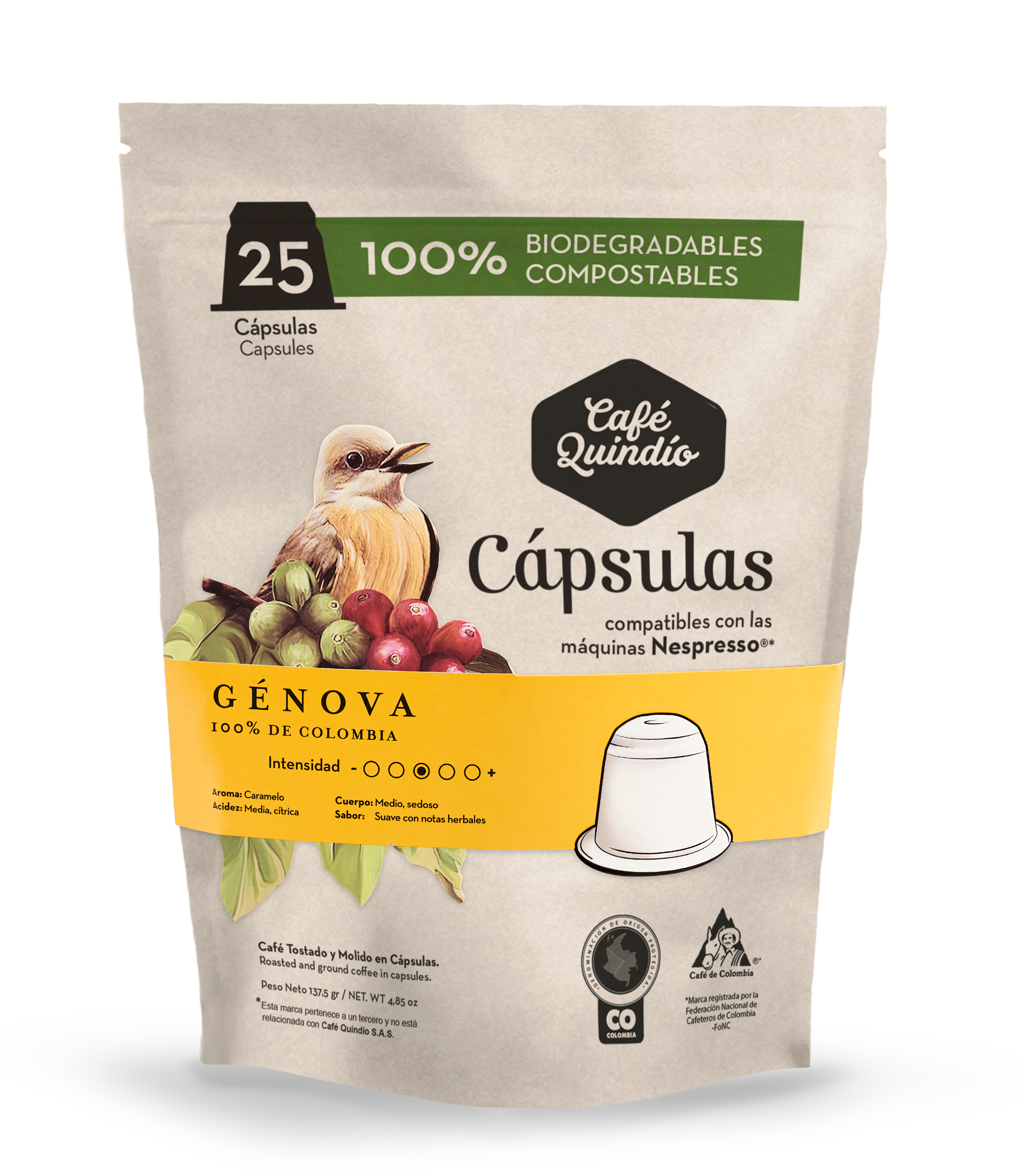 GÉNOVA KAFFEKAPSLER Single Origin 1 CAPS GENOVA X 25
